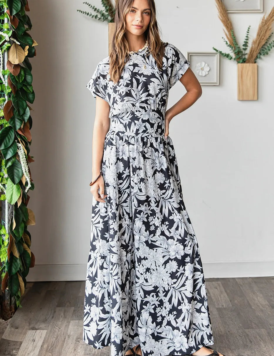 BLACK Mittoshop Tropical Print Top and Skirt Set | Outfit Sets Daverri Fashions