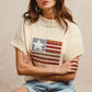 BiBi American Flag Patchwork Drop Shoulder Sweater - DAVERRI FASHIONS