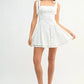 MABLE Shoulder Tie Corset Panel Mini Dress