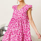 BiBi Leopard Cap Sleeve Tiered Mini Dress Mini Dresses