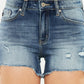Kancan High Waist Raw Hem Denim Shorts - DAVERRI FASHIONS