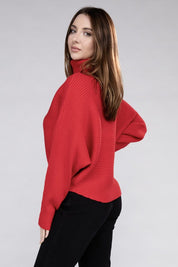 Viscose Dolman Sleeve Turtleneck Sweater Tops