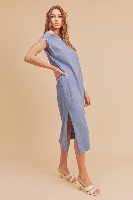 Aemi + Co Side Slit Round Neck Sleeveless Midi Dress | Mid Dresses Daverri Fashions