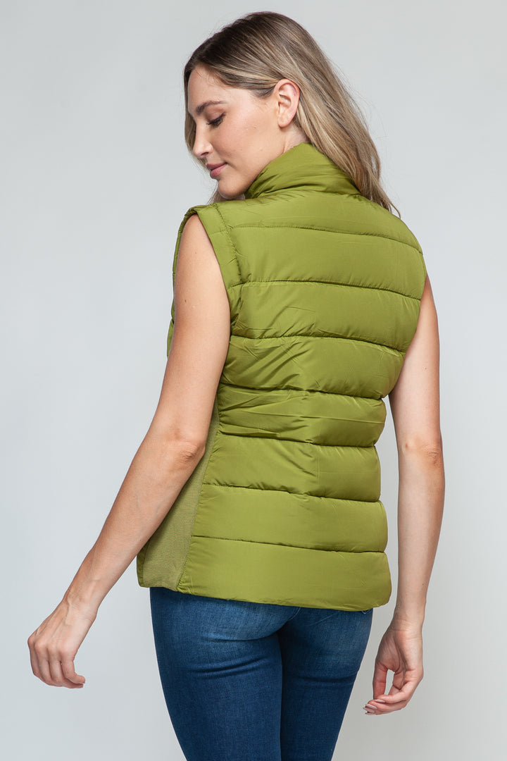 Zip Up Turtleneck Vest with Pockets Tops