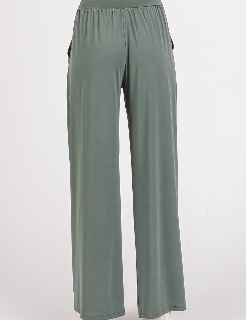 Mittoshop Stretch Banded Waist Wide Leg Pants with Pockets