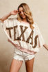 BiBi Leopard Print Texas Patchwork Overlock Stitch Top OATMEAL D.ROSE Tops