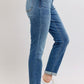 Judy Blue Full Size Mid Rise Skinny Cuff Jeans with Pockets Plus Size - DAVERRI FASHIONS
