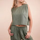 VERY J Solid Woven Top & Pants Set Outfit Sets