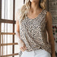 Heimish Full Size Front Button Animal Print Sleeveless Top Plus Size Tops