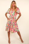 Haptics Tiered Floral Midi Dress with Pockets - DAVERRI FASHIONS
