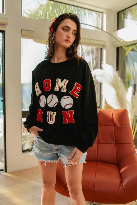 BiBi Baseballs Homerun Patches French Terry Sweatshirt Sweatshirts
