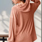 Double Take Full Size Half Button Long Sleeve Hoodie - DAVERRI FASHIONS