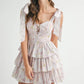 MABLE Floral Print Shoulder Tie Layered Mini Dress Mini Dresses