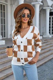 Angel Wings Button-Up V-Neck Dropped Shoulder Cardigan | Cardigans Daverri Fashions