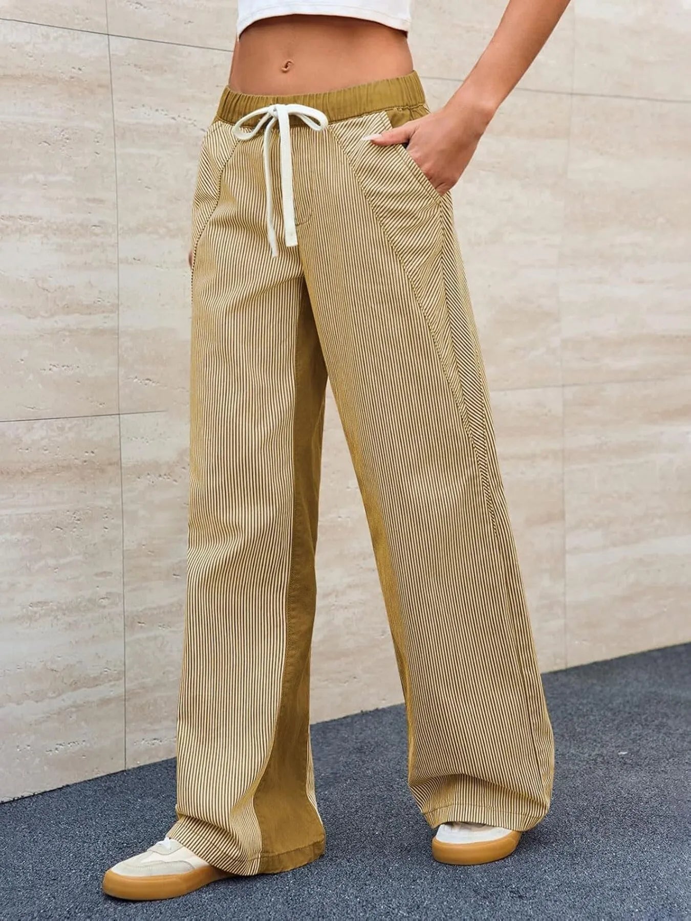 Striped Wide Leg Jeans | Pants Daverri Fashions