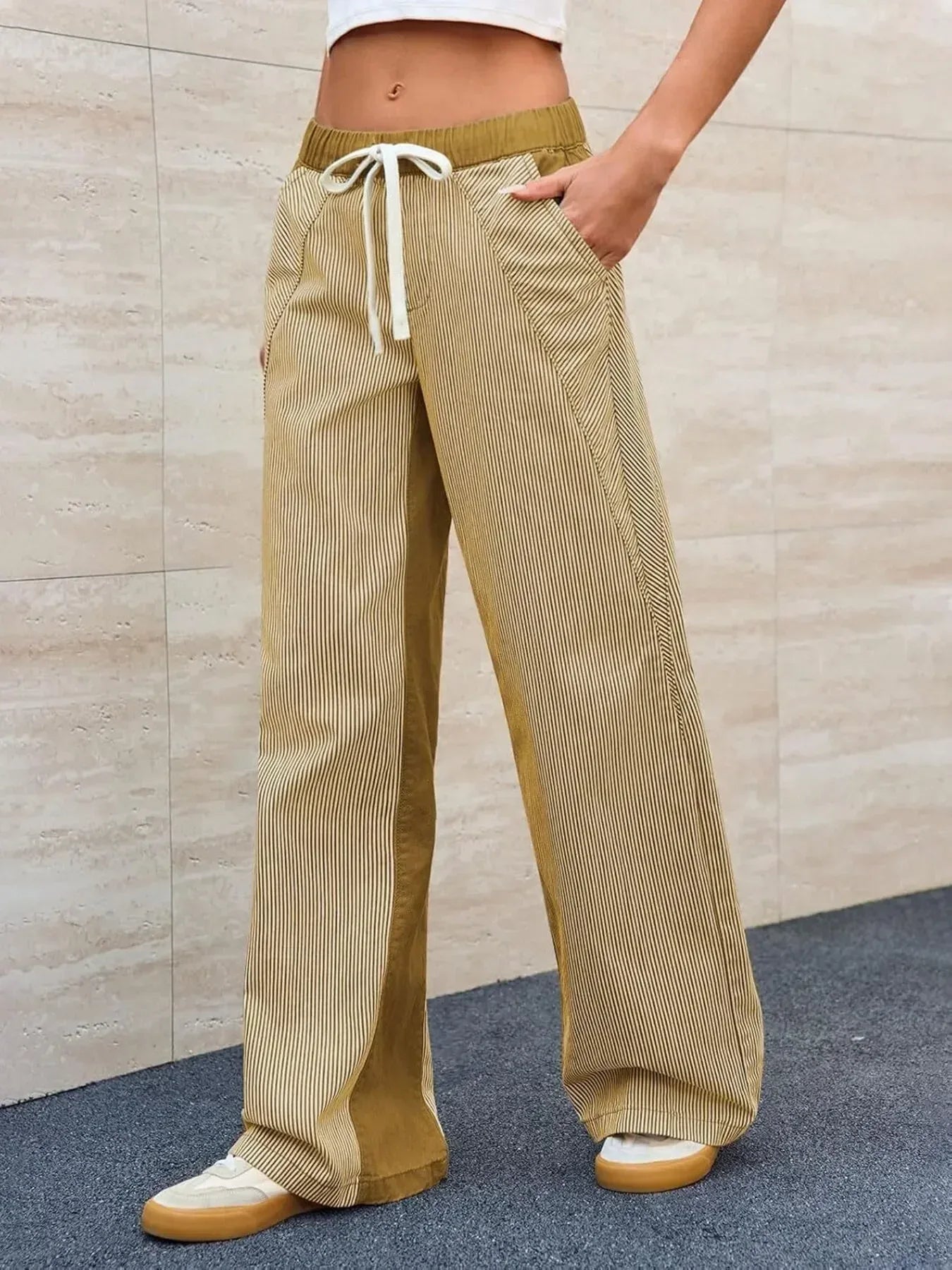 Striped Wide Leg Jeans - DAVERRI FASHIONS