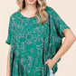 Mittoshop Abstract Print Round Neck Short Sleeve Top Green S Tops