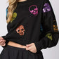 Sequin Skull Long Sleeve Sweatshirt - DAVERRI FASHIONS