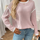Ribbed Contrast Trim Long Sleeve Top - DAVERRI FASHIONS