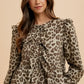 Annie Wear Tied Leopard Round Neck Peplum Blouse - DAVERRI FASHIONS
