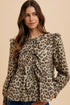 Annie Wear Tied Leopard Round Neck Peplum Blouse - DAVERRI FASHIONS