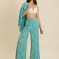Open Front Printed Top and Pants Set - DAVERRI FASHIONS