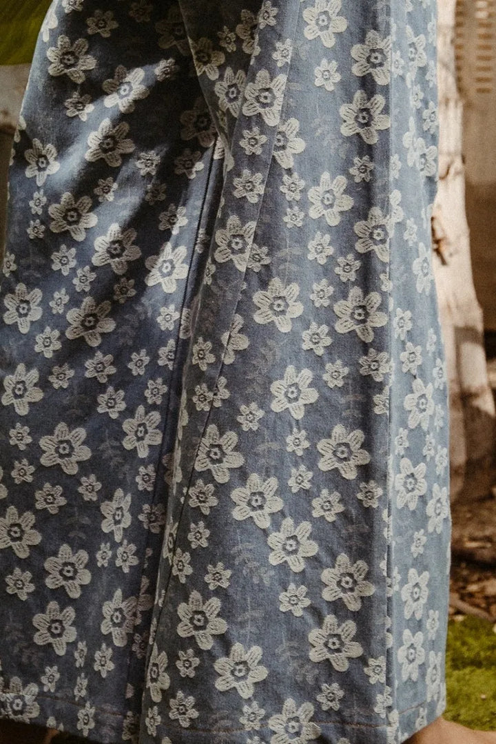 BiBi Floral Texture Wide Leg Jeans Jeans
