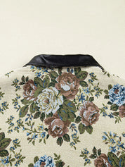 Vintage Floral Print Zip Up Contrast Collared Jacket | Jackets Daverri Fashions