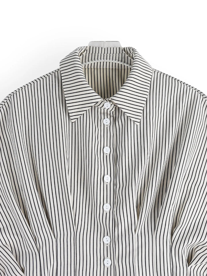 Striped Short Sleeve Button-Up Shirt | Daverri Fashions