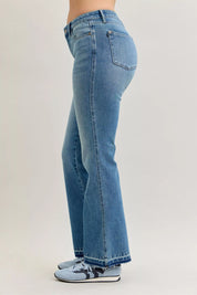 Judy Blue Full Size Mid Rise Slim Bootcut Tummy Control Release Hem Jeans Plus Size | Jeans Daverri Fashions