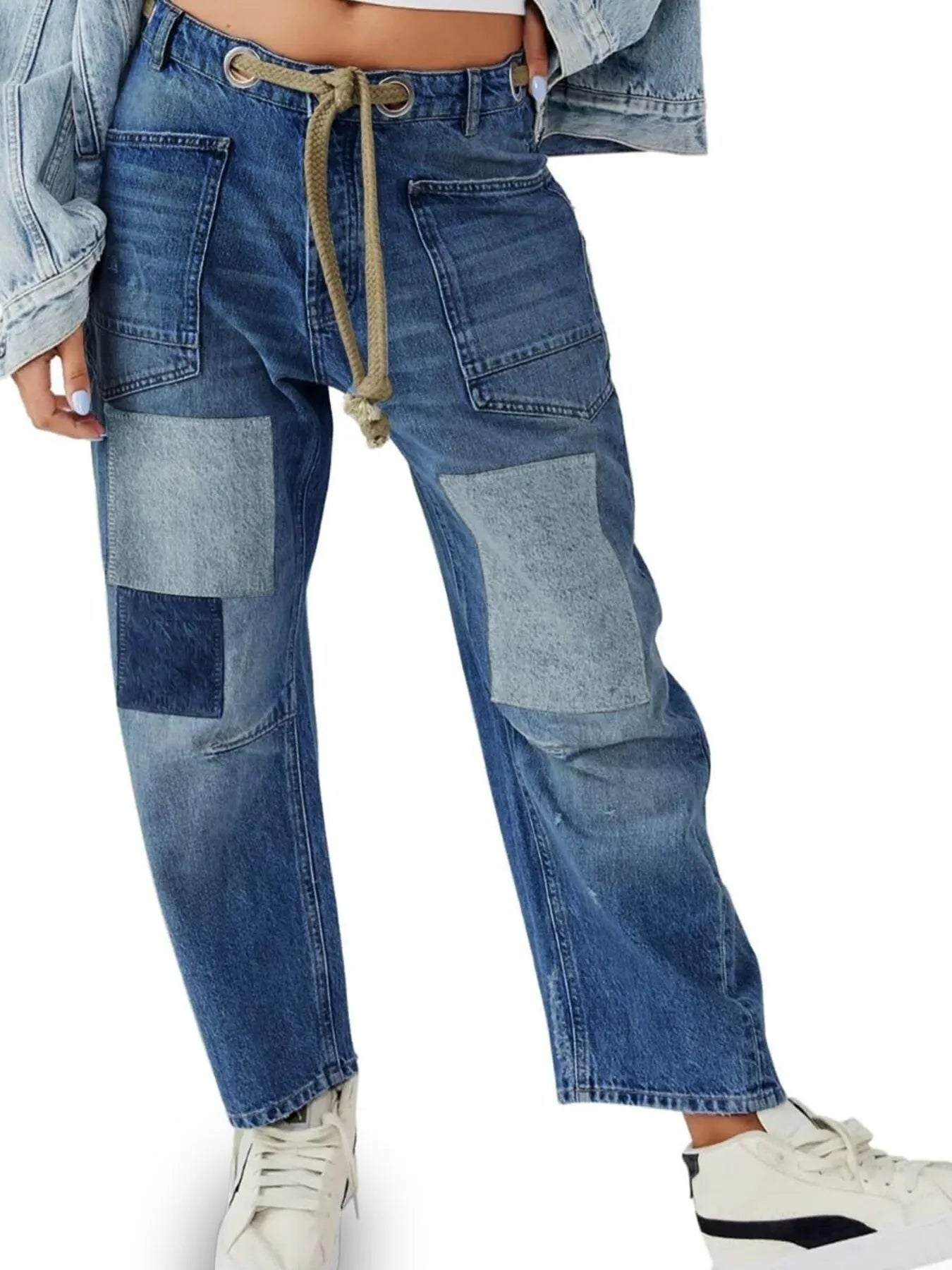 Blue Washed Wide Leg Barrel Jeans | Jeans Daverri Fashions