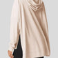 Beige oversized Daverri Fashions hoodie with drawstring and side slits
