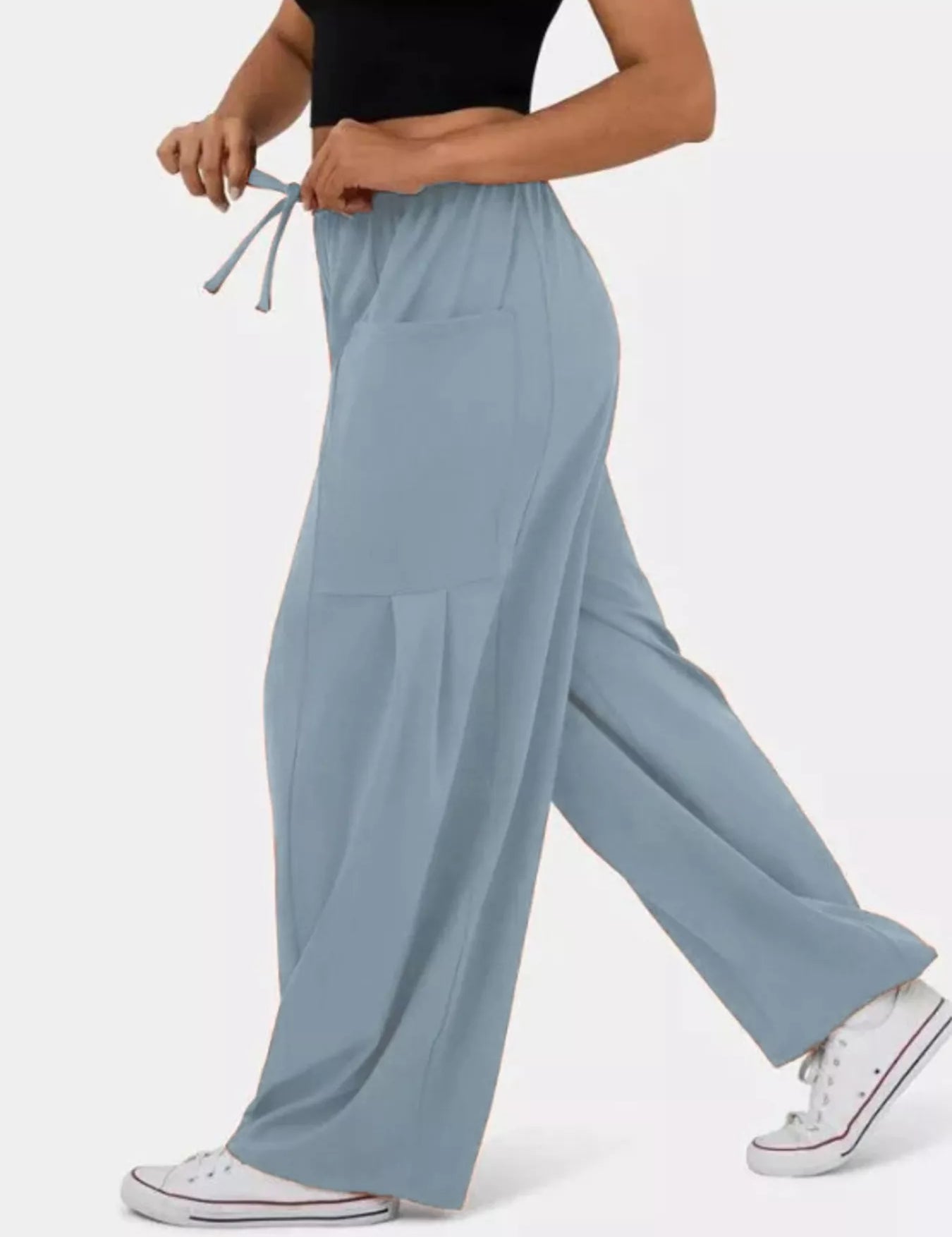 Drawstring Wide Leg Pants | Pants Daverri Fashions