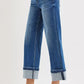 RISEN Mid Rise Ankle Straight Jeans with Cuffed Hem - DAVERRI FASHIONS