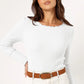 Lettuce Edge Round Neck Long Sleeve Top - DAVERRI FASHIONS