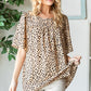 Heimish Full Size Animal Print Flutter Sleeve Blouse Khaki
