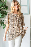 Heimish Full Size Animal Print Flutter Sleeve Blouse - DAVERRI FASHIONS
