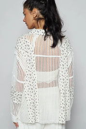 POL Floral Crochet Patchwork Long Sleeve Shirt | Shirts Daverri Fashions