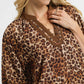 Umgee Full Size Leopard Print Mini Dress with Contrast Trim Plus Size Dresses