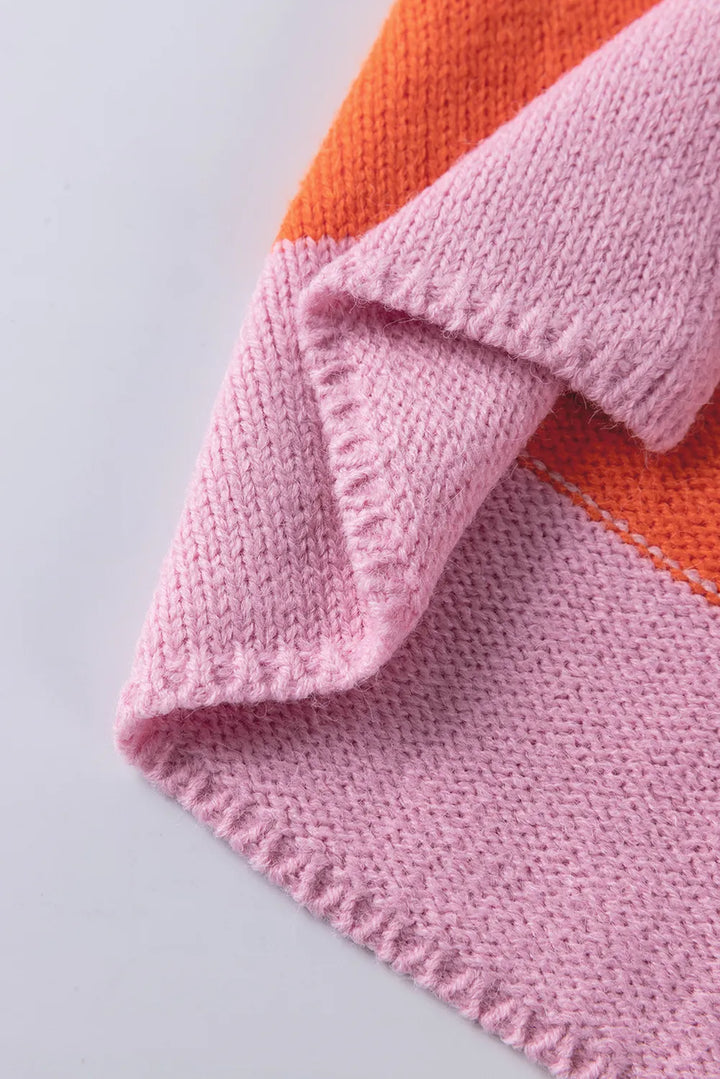 Color Block V-Neck Long Sleeve Sweater | Sweaters Daverri Fashions