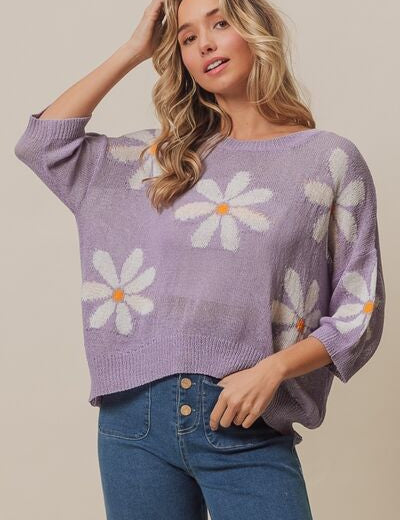 BiBi Floral Pattern Slit Sweater Sweaters