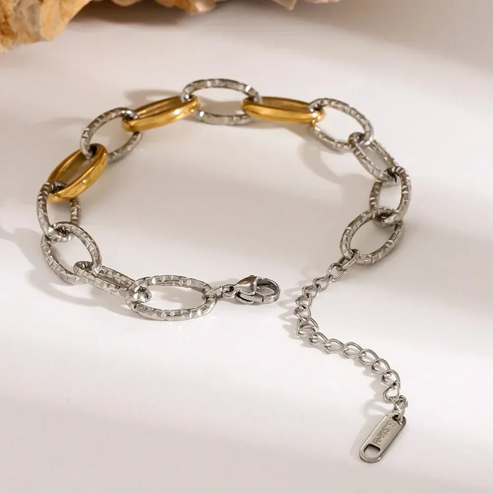 18K Gold-Plated Stainless Steel Bracelet - DAVERRI FASHIONS