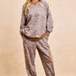 Cozy BiBi Leopard Printed French Terry Sweatshirt with distressed pants