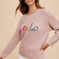 Annie Wear HELLO Embroidered Raglan Sleeve Sweater Sweaters