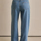 Contrast Straight Leg Jeans with Pockets - DAVERRI FASHIONS