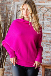 First Love Plus Size Asymmetrical Hem Dolman Sleeve Sweater Sweaters