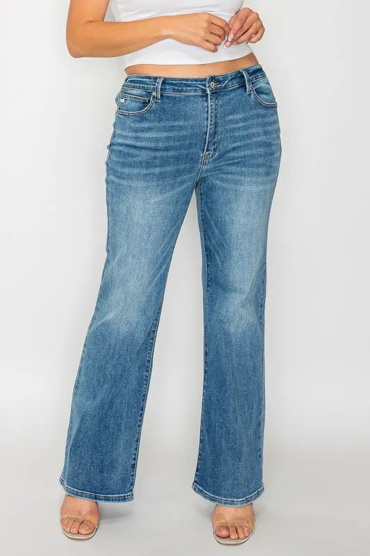 bytos Full Size Cat's Whiskers Mid Rise Bootcut Jeans | Jeans Daverri Fashions
