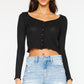 Kancan High Waist Frayed Denim Shorts Medium