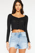 Kancan High Waist Frayed Denim Shorts Medium