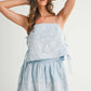 MABLE Embroidered Crop Cami and Balloon Mini Skirt Set Lt Blue L Outfit Sets